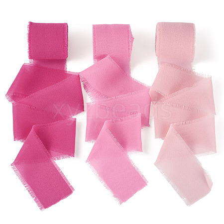 3 Rolls Polyester Raw Edges Ribbons SRIB-TAC0002-26A-1