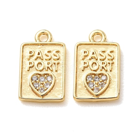 Brass Micro Pave Clear Cubic Zirconia Charms CU-CBA2907-07G-1