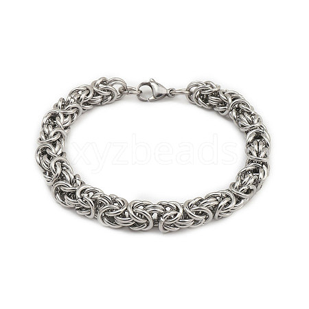 Non-Tarnish 201 Stainless Steel Byzantine Chain Bracelets for Men BJEW-R313-03P-1