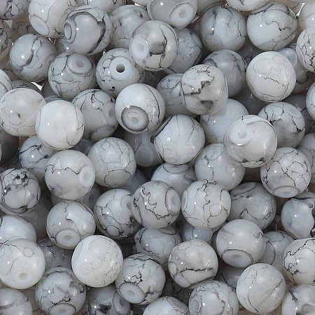 3Strands Baking Paint Glass Round Bead Strands DGLA-LT0001-02B-1