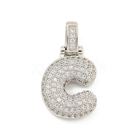 Brass Micro Pave Clear Cubic Zirconia Pendants KK-B099-01P-C-1