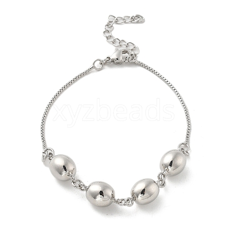 Brass Box Chain Bracelets for Women BJEW-S159-02B-P-1