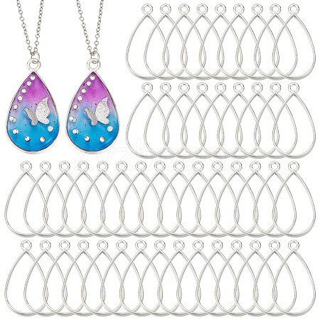 Olycraft 50Pcs Alloy Open Back Bezel Pendants FIND-OC0003-35S-1