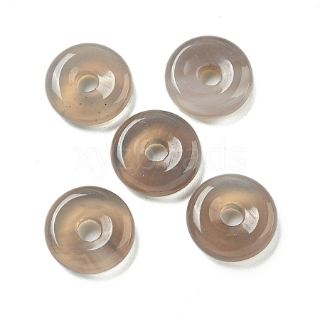 Natural Grey Agate Donut/Pi Disc Charms G-G142-01J-1