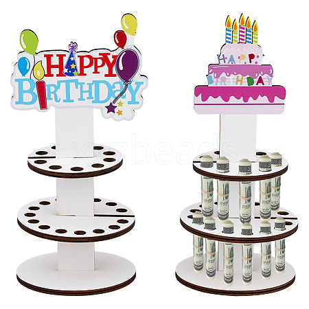 2Pcs 2 Styles Wood 3-Tier Cupcake Stand DIY-DC0003-99-1