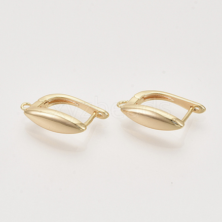 Brass Hoop Earring Findings with Latch Back Closure KK-T048-019G-NF-1