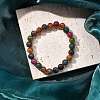 Natural Tourmaline Beaded Stretch Bracelets for Women Men BJEW-F483-03-1