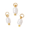Natural Cultured Freshwater Pearl Potato Charms with Brass Jump Rings PALLOY-JF04176-01-1