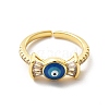 Cubic Zirconia Candy with Enamel Evil Eye Open Cuff Ring KK-H439-50G-2