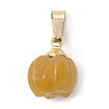 Natural Yellow Aventurine Pumpkin Charms with Golden Tone 304 Stainless Steel Snap on Bails PALLOY-JF02349-02-3