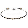 2mm Faceted Natural Black Agate Beaded Braided Adjustable Bracelets for Women PF2854-7-1