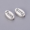 Oval with Faith Tibetan Style Alloy Beads TIBEB-A32287-AS-RS-2