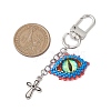 Evil Eye Glass Seed Loom & Cross Alloy Pendant Decoration HJEW-MZ00082-2