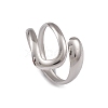 Non-Tarnish 304 Stainless Steel Wire Knot Open Cuff Rings for Women RJEW-G285-34P-1