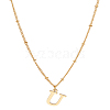 1Pc Brass Chain & 304 Stainless Steel Letter Pendant Necklaces NJEW-LP0001-35U-G-1