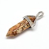 Natural Picture Jasper Double Terminated Pointed Pendants G-J261-B22-1