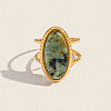 304 Stainless Steel with Natural Gemstone Cuff Open Rings for Women LS-FS3382-1