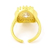 Oval Cubic Zirconia & Glass Open Cuff Ring RJEW-U003-21-4