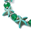 Summer Beach  Starfish Dyed Synthetic Turquoise & Faceted Glass Beaded Stretch Bracelets for Women Men BJEW-JB10454-02-3