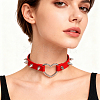 Adjustable Adjustable Gothic PU Leather Alloy Spike Rivet Heart Choker Necklaces for Women NJEW-WH20816-006P-C-5