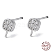 Rhodium Plated 925 Sterling Silver Stud Earring Findings STER-M115-15P-1
