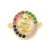 Real 18K Gold Plated Brass Micro Pave Cubic Zirconia Connector Charms KK-L209-051G-01-1