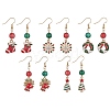 Christmas Theme Alloy Enamel Dangle Earrings with Resin Beaded EJEW-JE05309-1