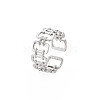 304 Stainless Steel Open Rectangle Cuff Ring for Women RJEW-S405-237P-3