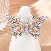 Butterfly Brass Micro Pave Colorful Cubic Zirconia Finger Rings for Women RJEW-G343-30P-01-2