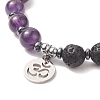 Natural & Synthetic Mixed Gemstone & Lava Rock Beaded Stretch Bracelet BJEW-JB09320-3