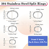 SOFPLATE 500Pcs 5 Styles 304 Stainless Steel Split Rings STAS-SP0001-65-2