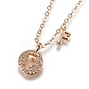 Brass Micro Pave Clear Cubic Zirconia Double Letter Pendant Necklaces NJEW-Z010-06-1