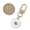 Flat Round with Evil Eye Alloy Enamel Pendant Decorations HJEW-JM02408-01-3