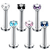 Square 304 Stainless Steel Cubic Zirconia 15 Gauge Threadless Labrets for Women Men FS-WG03966-08-1