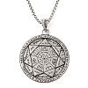 Alloy Seal 7 Archangels Flat Round Pendant Necklaces NJEW-P316-04AS-1