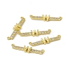 Rack Plating Brass Micro Pave Clear Cubic Zirconia Connector Charms KK-C007-37G-W-1