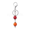 Dyed Natural Wood Round Beaded Keychain KEYC-JKC00930-4