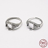 Adjustable Thailand 925 Sterling Silver Finger Ring Components STER-P033-31AS-1