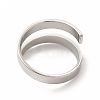 304 Stainless Steel Rectangle Open Cuff Ring for Women RJEW-B027-28P-3