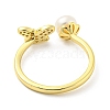 Natural Pearl Butterfly Open Cuff Ring RJEW-H220-28G-3