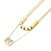 Ion Plating(IP) Golden Tone 304 Stainless Steel Pave Cubic Zirconia Rectangle Pendant Necklaces for Women NJEW-K276-09G-03-1