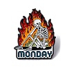 Skeleton with Word Monday & Fire Enamel Pins JEWB-Q015-10B-1