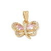 Brass Micro Pave Pink Cubic Zirconia Charms CU-CBA5CBE-06G-1