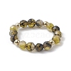 3Pcs Natural Agate Faceted Round Stretch Finger Rings RJEW-JR00637-3