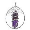 Copper Wired Natural Amethyst Pendants PW-WG815F9-01-1