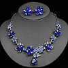 Flower & Teardrop Alloy Glass Stud Earring & Pendant Necklaces Sets for Women FS-WG5A09D-03-1
