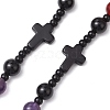 Gemstone Chakra Cross Pendant Rosary Bead Necklaces for Women NJEW-TA00176-5