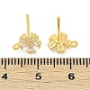 Brass Micro Pave Clear Cubic Zirconia Stud Earring Findings KK-Z099-02G-01-4