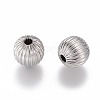 Tarnish Resistant Round 304 Stainless Steel Corrugated Beads STAS-I050-01-10mm-2