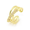 Cross Brass Micro Pave Clear Cubic Zirconia Open Cuff Rings RJEW-G309-40G-1